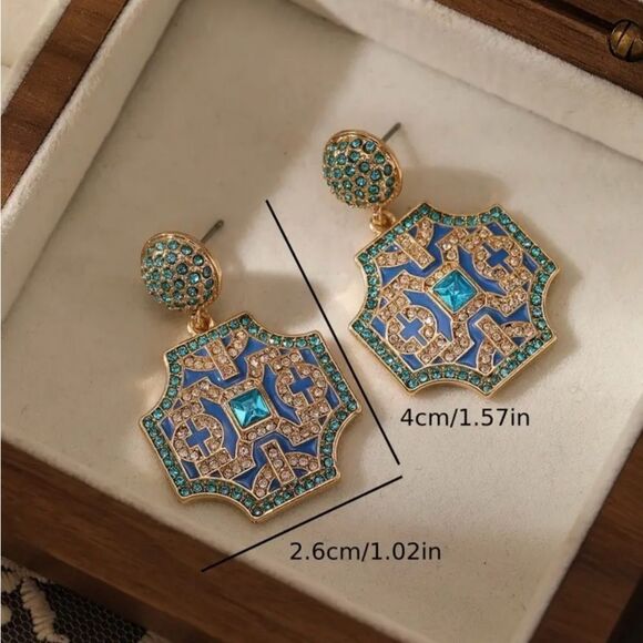 🩵 NEW Stunning & sparkling bohemian style dangle earrings 🩵 - Picture 4 of 8